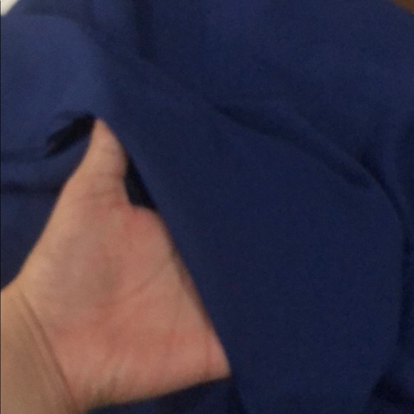 NWOT WHITE BLUE LOOSE FITTED FLOWY SUMMER Color Block TOP - Picture 7 of 7